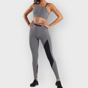 Gymshark Asymmetric Colorblock Leggings Small Grey Black Workout Athleisure Gym